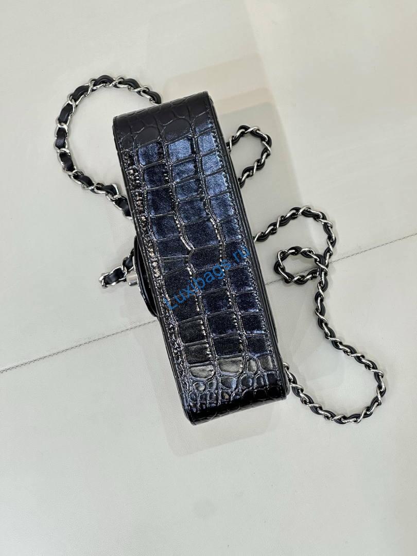 Chanel A69900 Mini Flap Bag Crocodile Embossed Calfskin 20cm Black | a69900 mini flap bag crocodile embossed calfskin 31