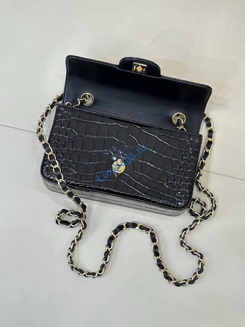 Chanel A69900 Mini Flap Bag Crocodile Embossed Calfskin 20cm Black | a69900 mini flap bag crocodile embossed calfskin 36