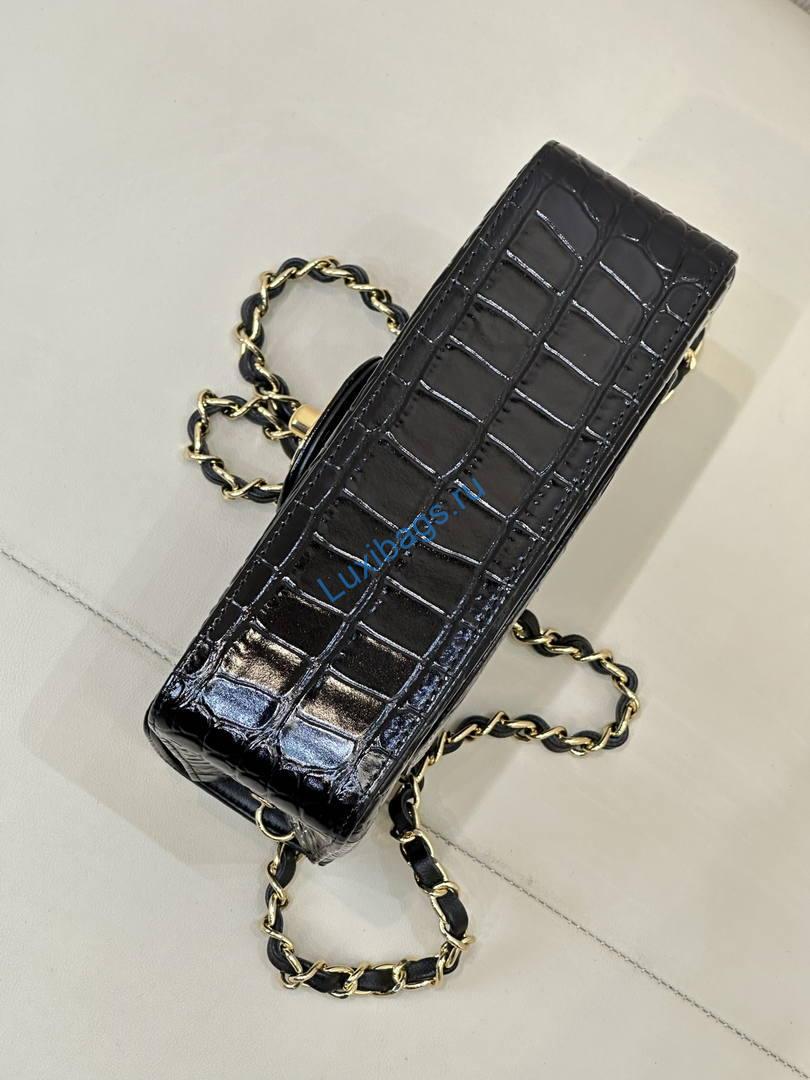 Chanel A69900 Mini Flap Bag Crocodile Embossed Calfskin 20cm Black | a69900 mini flap bag crocodile embossed calfskin 40