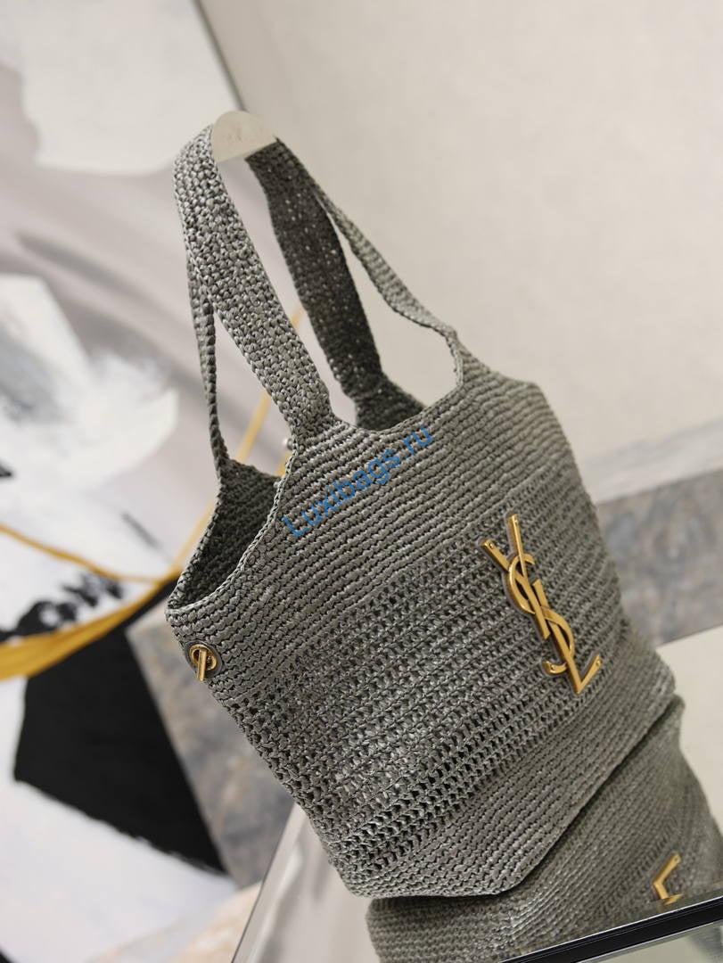 saint laurent ysl 858191 icare medium in raffia gray 3 Saint Laurent YSL 858191 ICARE Medium in Raffia Gray | aint laurent ysl 858191 icare medium in raffia 13
