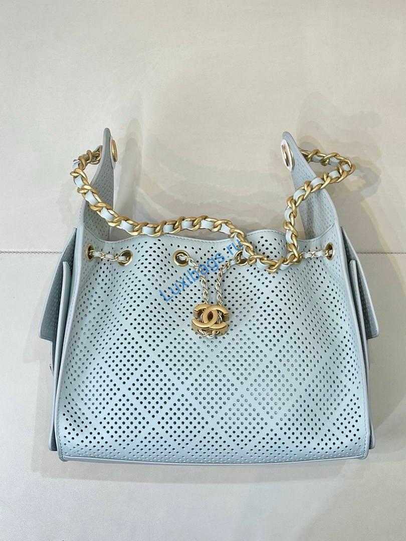 chanel as5293 small hobo preforated calfskin light blue 2 Chanel AS5293 Small Hobo Preforated Calfskin Light Blue | as5293 small hobo hollow out lambskin 141