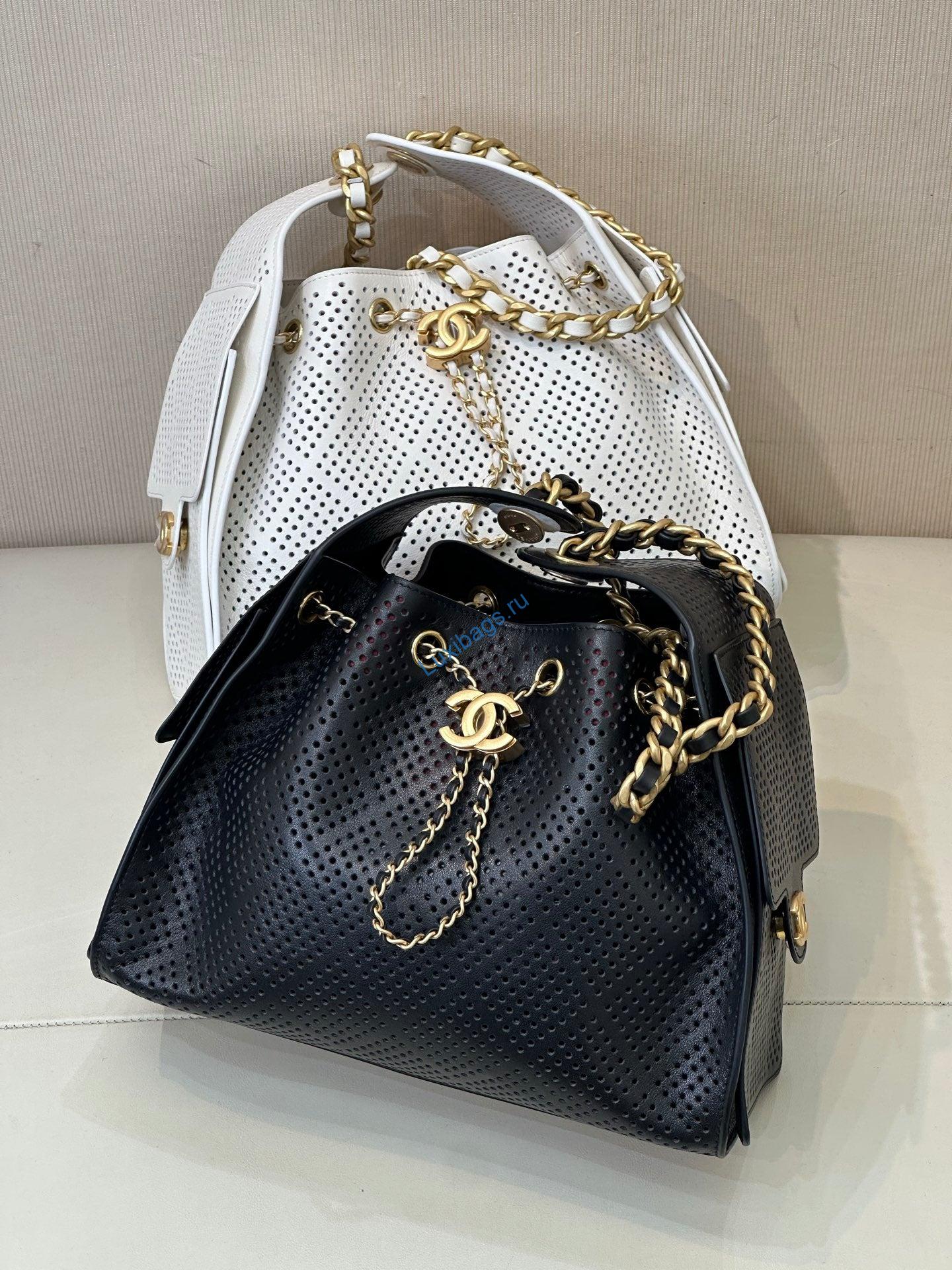 chanel as5293 small hobo preforated calfskin white 10 Chanel AS5293 Small Hobo Preforated Calfskin White | as5293 small hobo preforated calfskin 011
