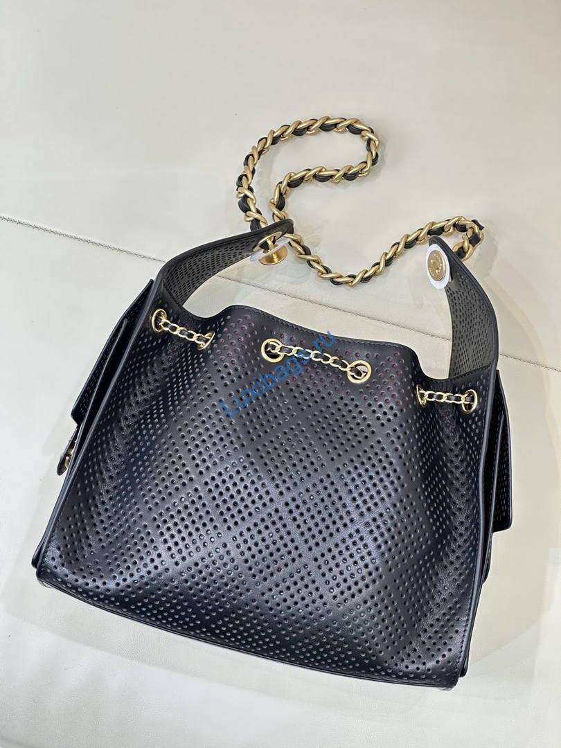 Chanel AS5293 Small Hobo Preforated Calfskin Black | as5293 small hobo preforated calfskin 1562