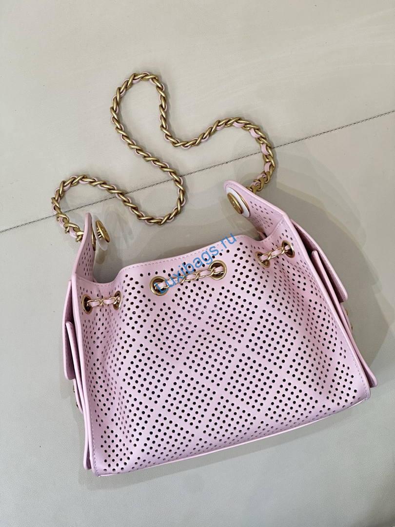 Chanel AS5631 Mini Hobo Bag Preforated Calfskin Pink | as5631 mini hobo bag preforated calfskin 008