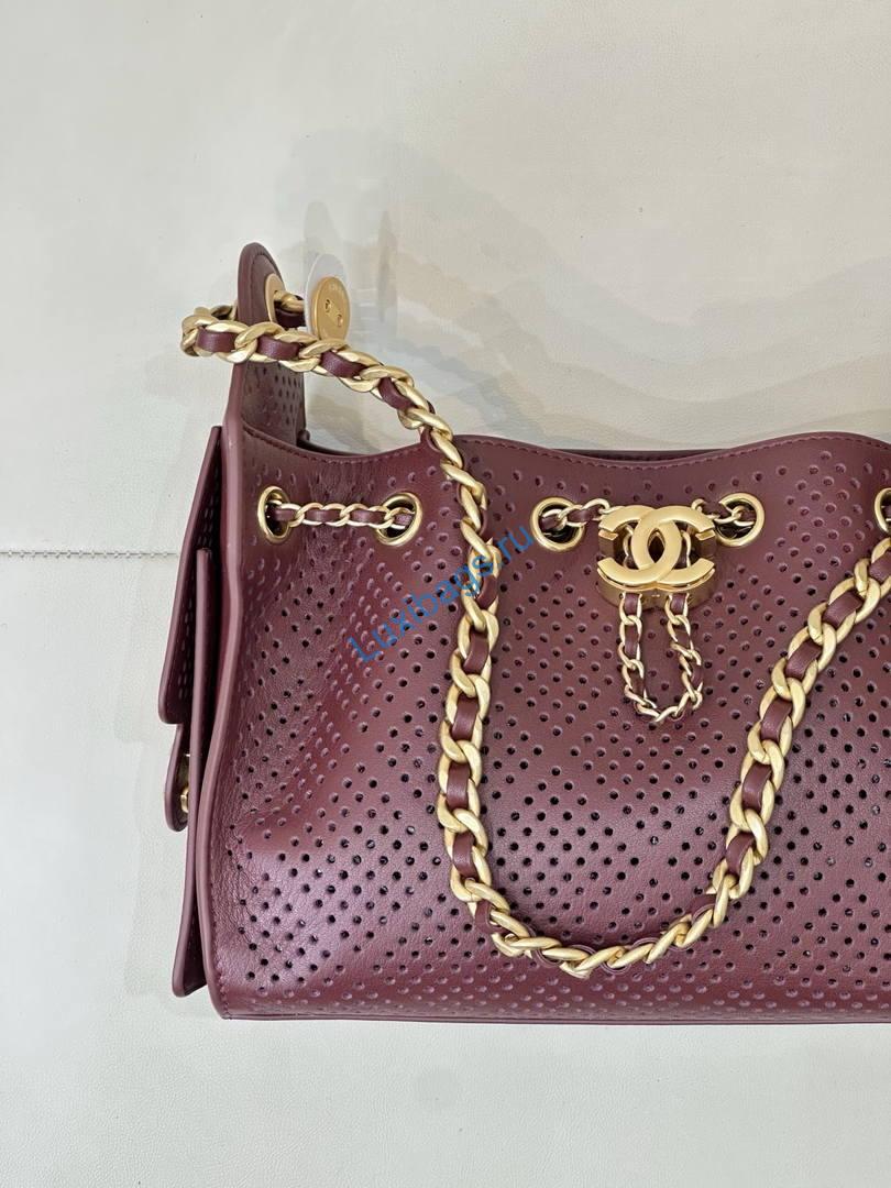 chanel as5631 mini hobo bag preforated calfskin wine red 3 Chanel AS5631 Mini Hobo Bag Preforated Calfskin Wine Red | as5631 mini hobo bag preforated calfskin 012