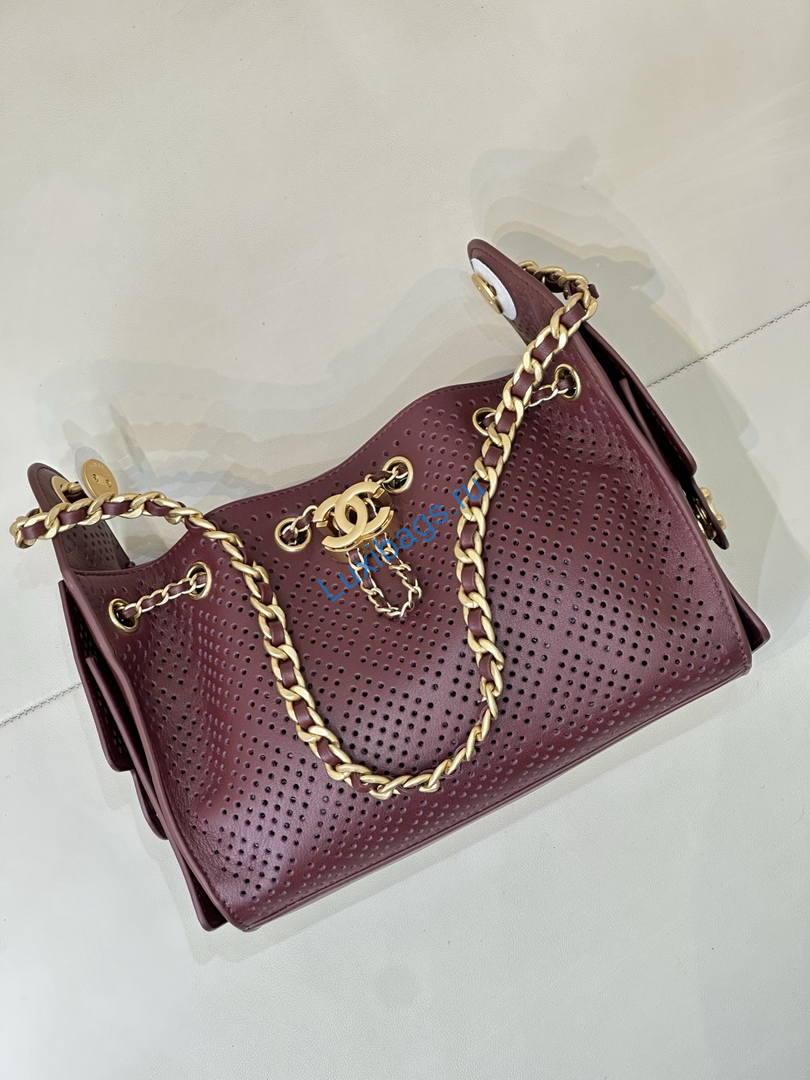 chanel as5631 mini hobo bag preforated calfskin wine red 4 Chanel AS5631 Mini Hobo Bag Preforated Calfskin Wine Red | as5631 mini hobo bag preforated calfskin 013