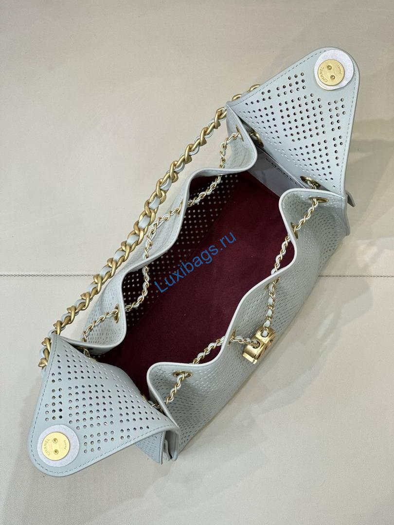 Chanel AS5631 Mini Hobo Bag Preforated Calfskin Light Blue | as5631 mini hobo bag preforated calfskin 041