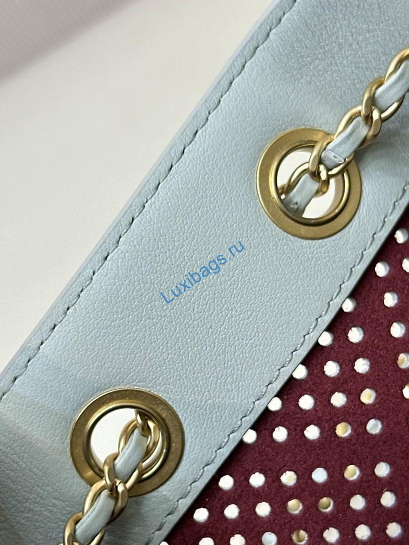 Chanel AS5631 Mini Hobo Bag Preforated Calfskin Light Blue | as5631 mini hobo bag preforated calfskin 043