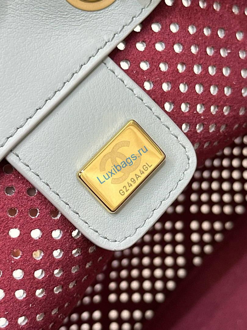 Chanel AS5631 Mini Hobo Bag Preforated Calfskin Light Blue | as5631 mini hobo bag preforated calfskin 047