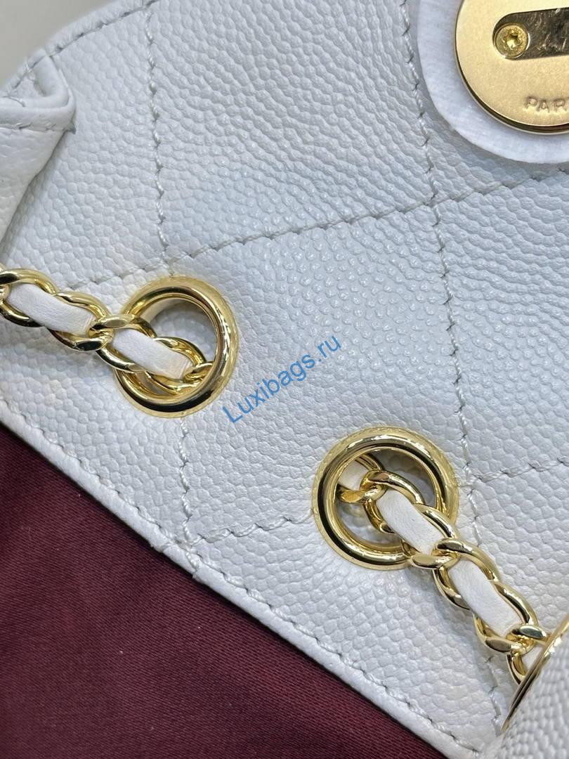 Chanel AS5631 Mini Hobo Calfskin White inside red | as5631 mini hobo calfskin 1596