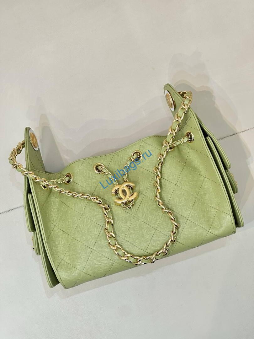 Chanel AS5631 Mini Hobo Calfskin lemon green | as5631 mini hobo calfskin 1643