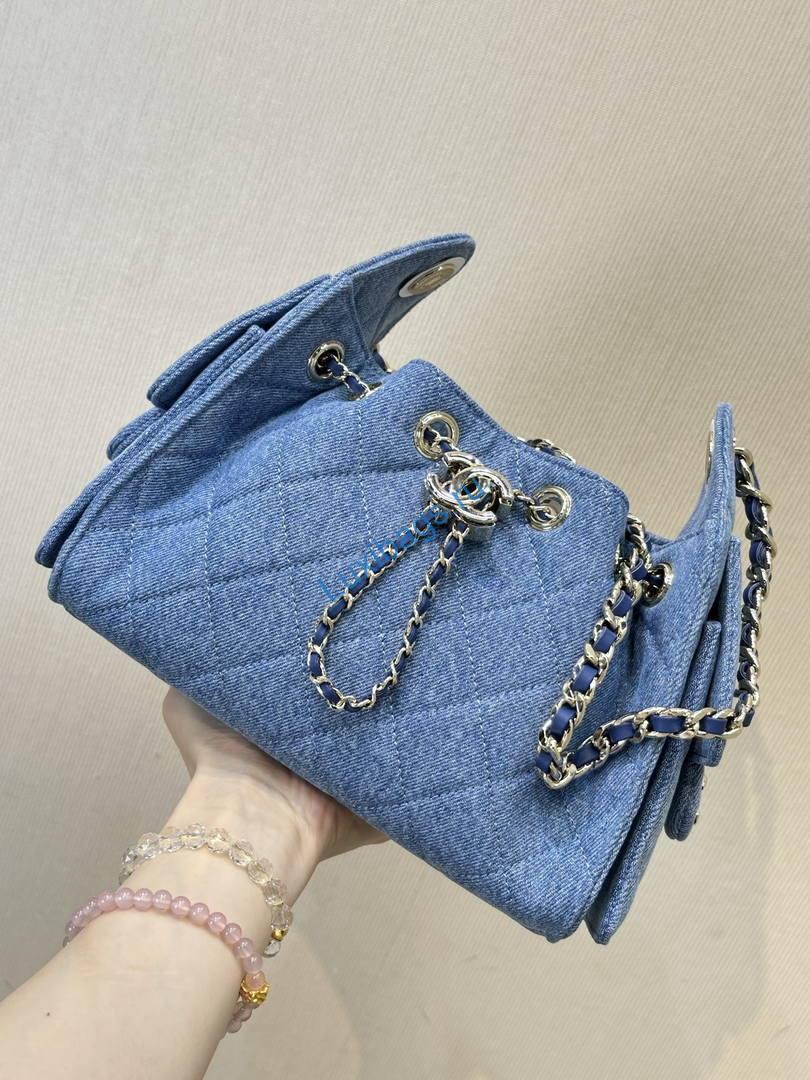 chanel as5631 mini hobo canvas denim blue 3 Chanel AS5631 Mini Hobo Canvas Denim Blue | as5631 mini hobo calfskin 1732
