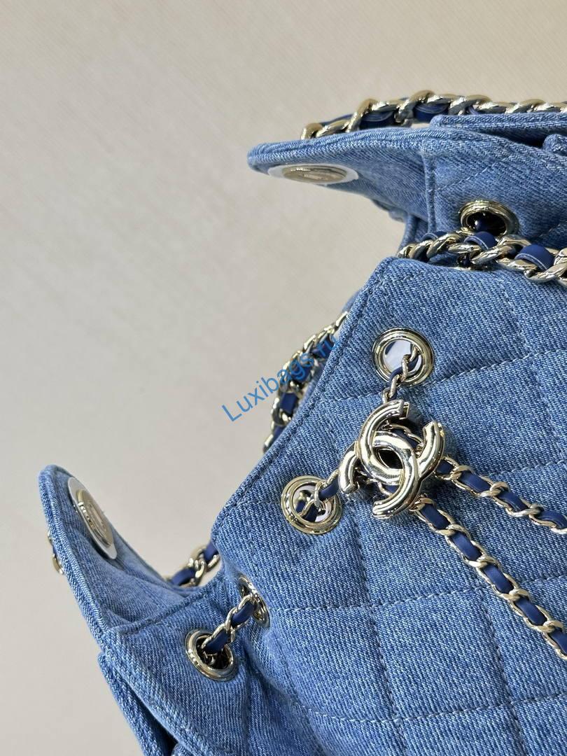 chanel as5631 mini hobo canvas denim blue 4 Chanel AS5631 Mini Hobo Canvas Denim Blue | as5631 mini hobo calfskin 1733