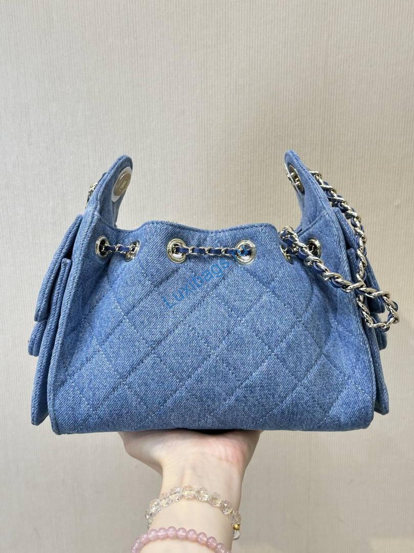 chanel as5631 mini hobo canvas denim blue 7 Chanel AS5631 Mini Hobo Canvas Denim Blue | as5631 mini hobo calfskin 1736