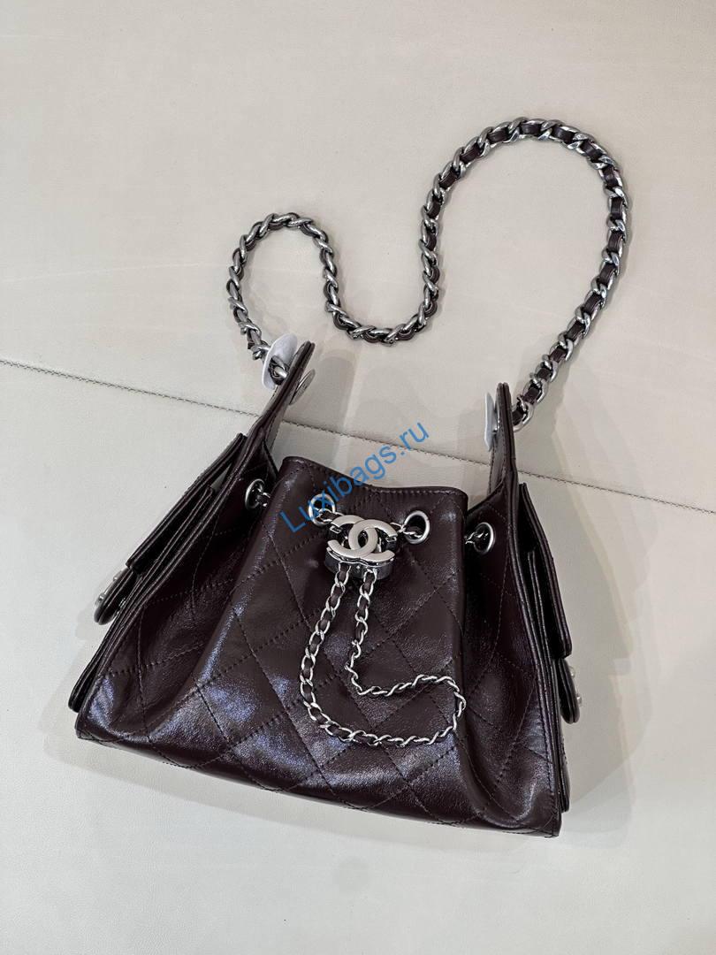 chanel as5631 mini hobo lambskin dark brown 1 Chanel AS5631 Mini Hobo Lambskin Dark Brown | as5631 mini hobo calfskin 1804