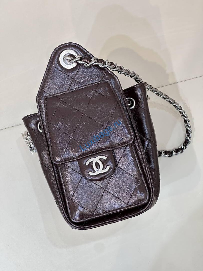 chanel as5631 mini hobo lambskin dark brown 3 Chanel AS5631 Mini Hobo Lambskin Dark Brown | as5631 mini hobo calfskin 1806