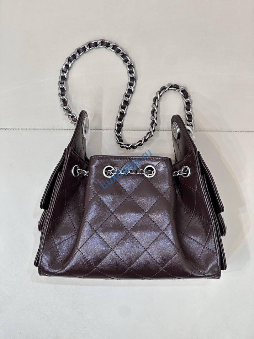 chanel as5631 mini hobo lambskin dark brown 4 Chanel AS5631 Mini Hobo Lambskin Dark Brown | as5631 mini hobo calfskin 1807