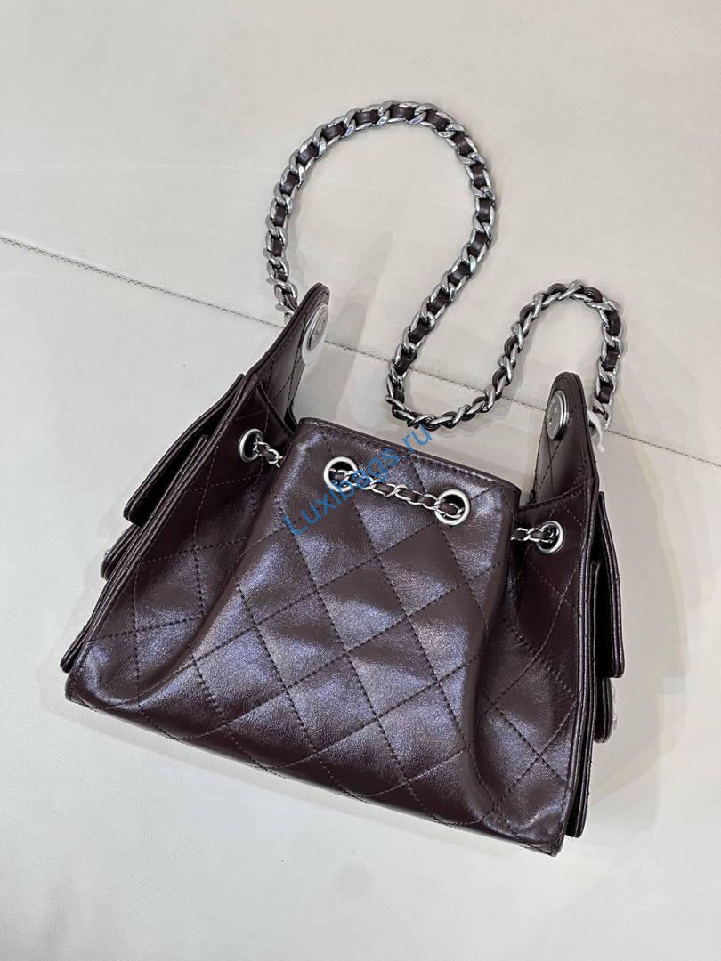 chanel as5631 mini hobo lambskin dark brown 5 Chanel AS5631 Mini Hobo Lambskin Dark Brown | as5631 mini hobo calfskin 1808