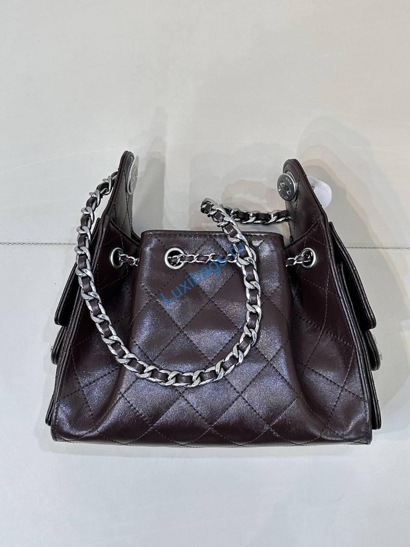 chanel as5631 mini hobo lambskin dark brown 6 Chanel AS5631 Mini Hobo Lambskin Dark Brown | as5631 mini hobo calfskin 1809