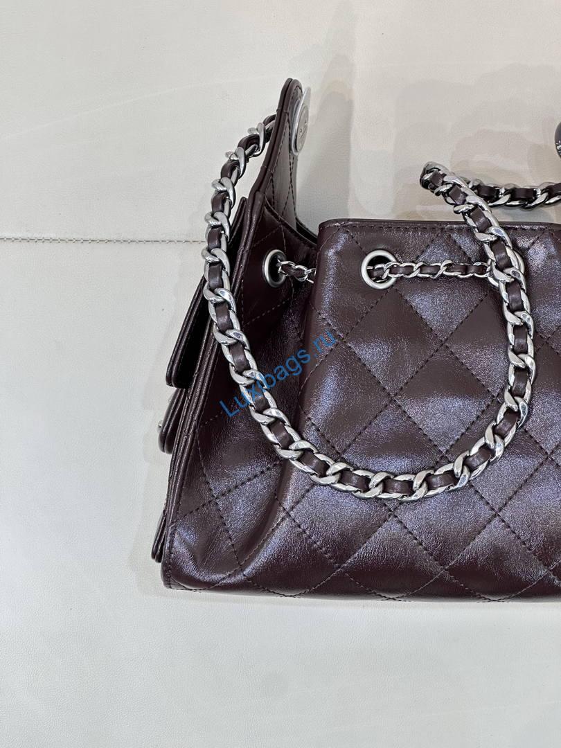 chanel as5631 mini hobo lambskin dark brown 7 Chanel AS5631 Mini Hobo Lambskin Dark Brown | as5631 mini hobo calfskin 1810