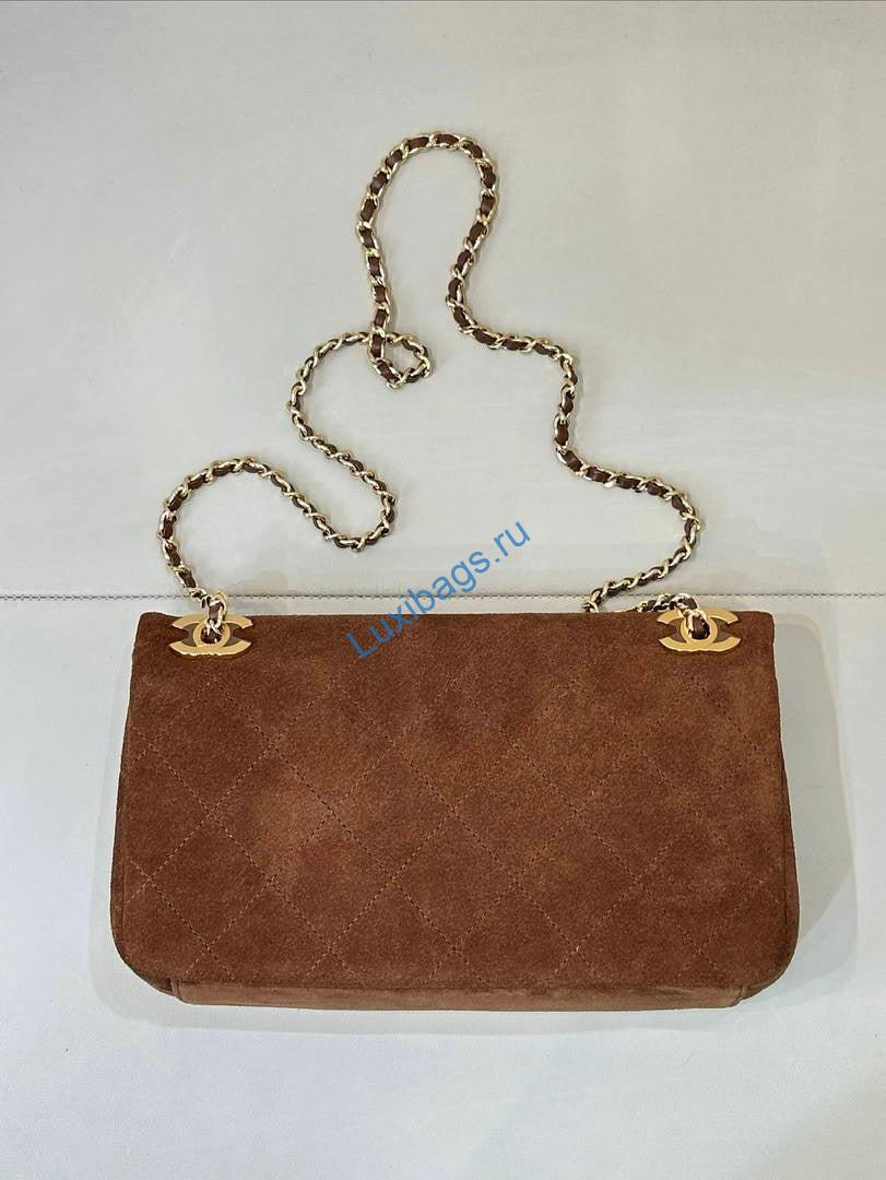 Chanel AS6417 Suede Calfskin & Gold Metal Brown | as6417 suede calfskin gold metal dark beige 07 0c2640f7 fd02 4eeb bed2 9156afaf5fc5