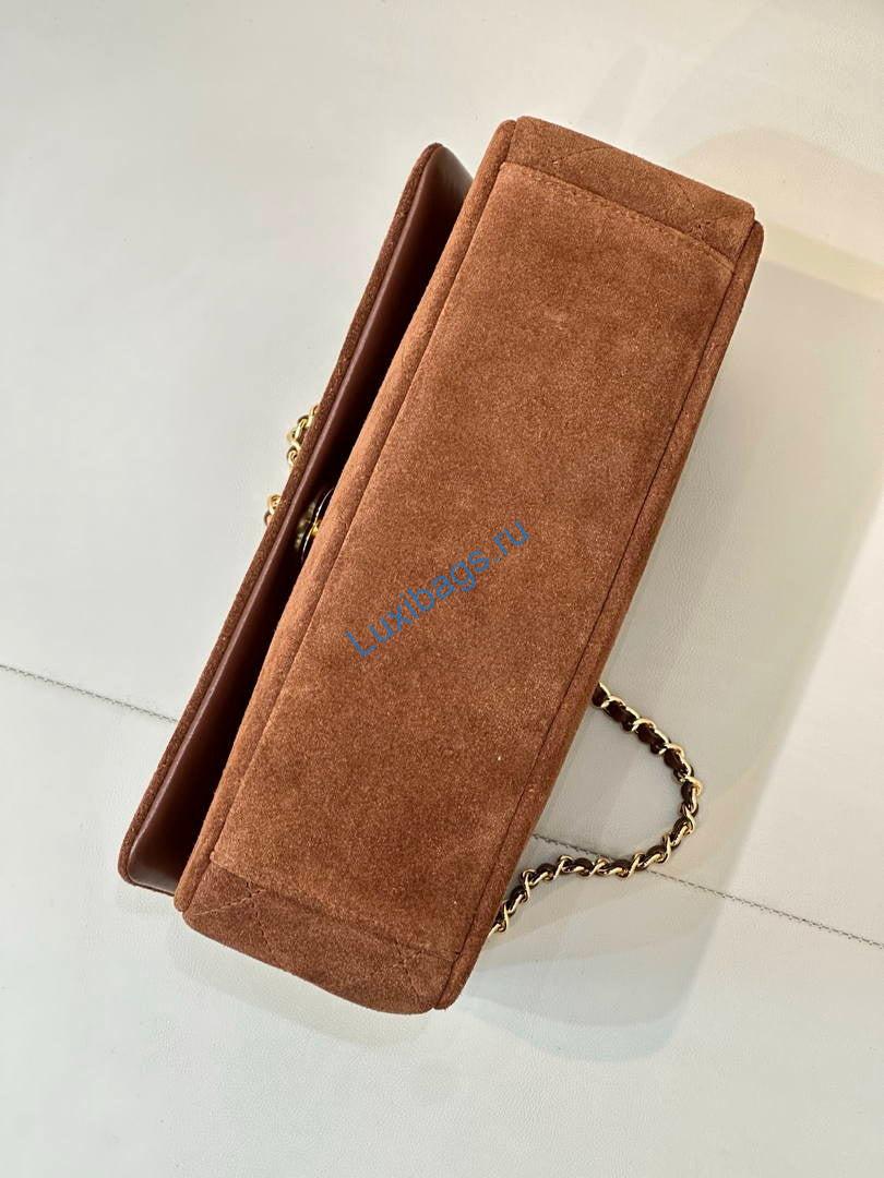 Chanel AS6417 Suede Calfskin & Gold Metal Brown | as6417 suede calfskin gold metal dark beige 09 fa24a992 9353 48f2 94ba 2068b0240ae0