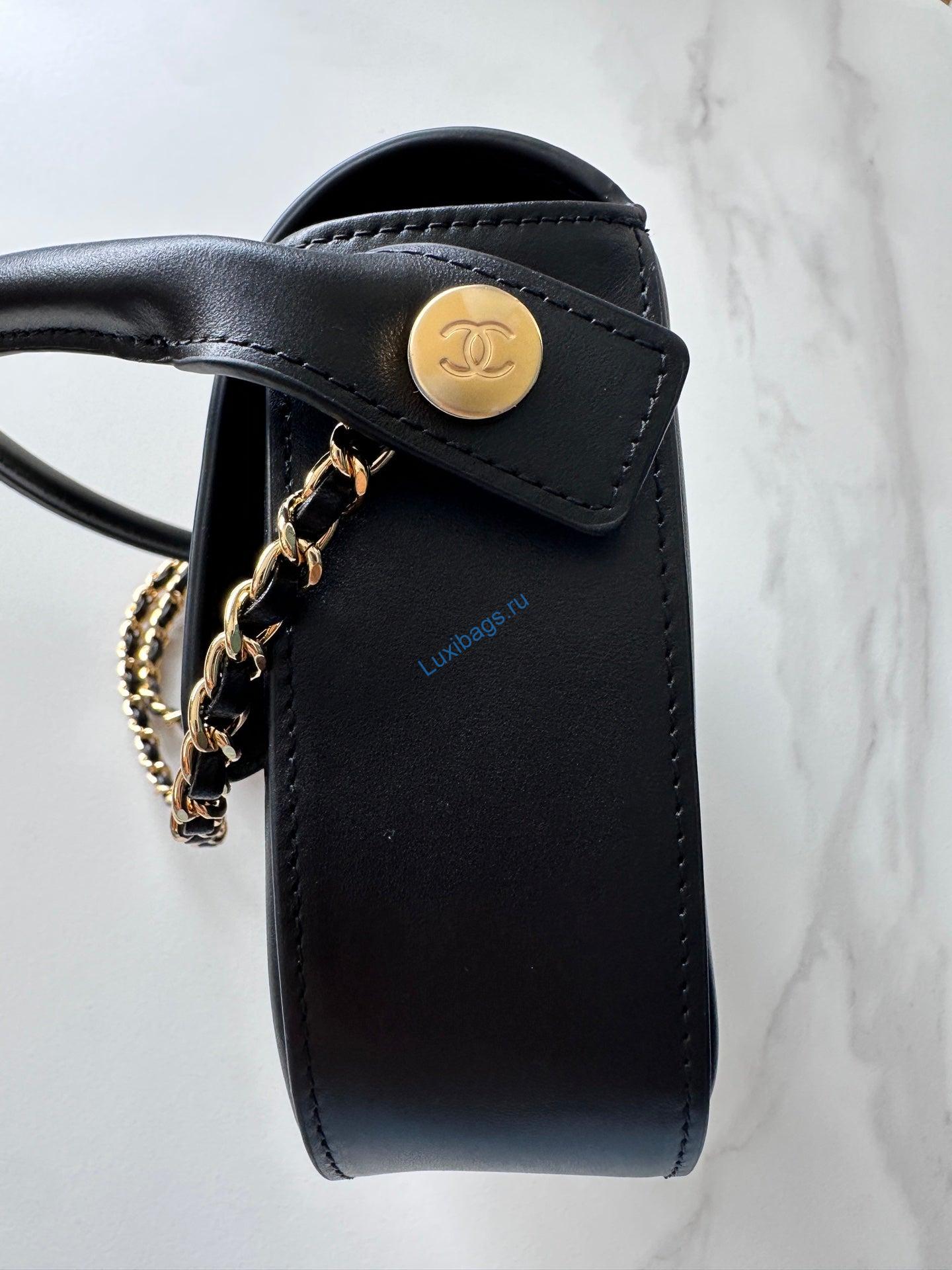 chanel as6424 mini flap bag with top handle calfskin black 3 Chanel AS6424 Mini Flap Bag with Top Handle Calfskin Black | as6424 mini flap bag with top handle calfskin black 04
