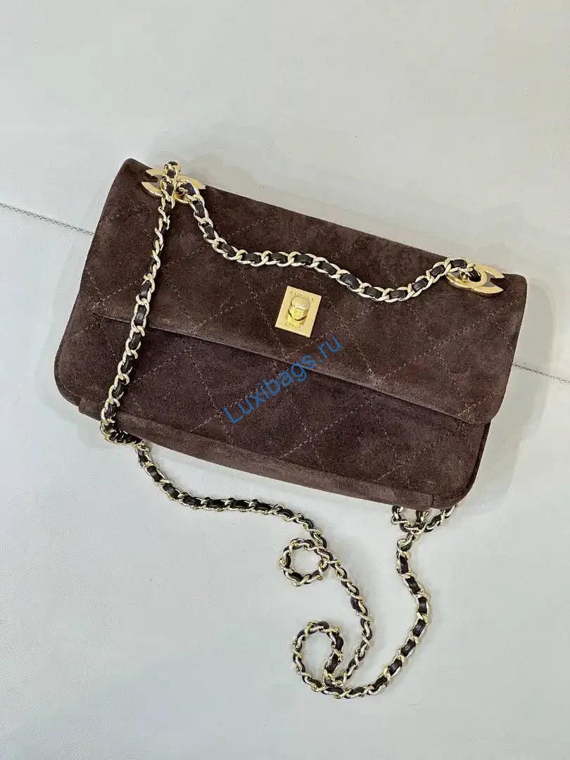 Chanel AS6449 Mini Flap Bag Suede Calfskin Dark Brown | as6449 mini flap bag suede calfskin dark brown 03