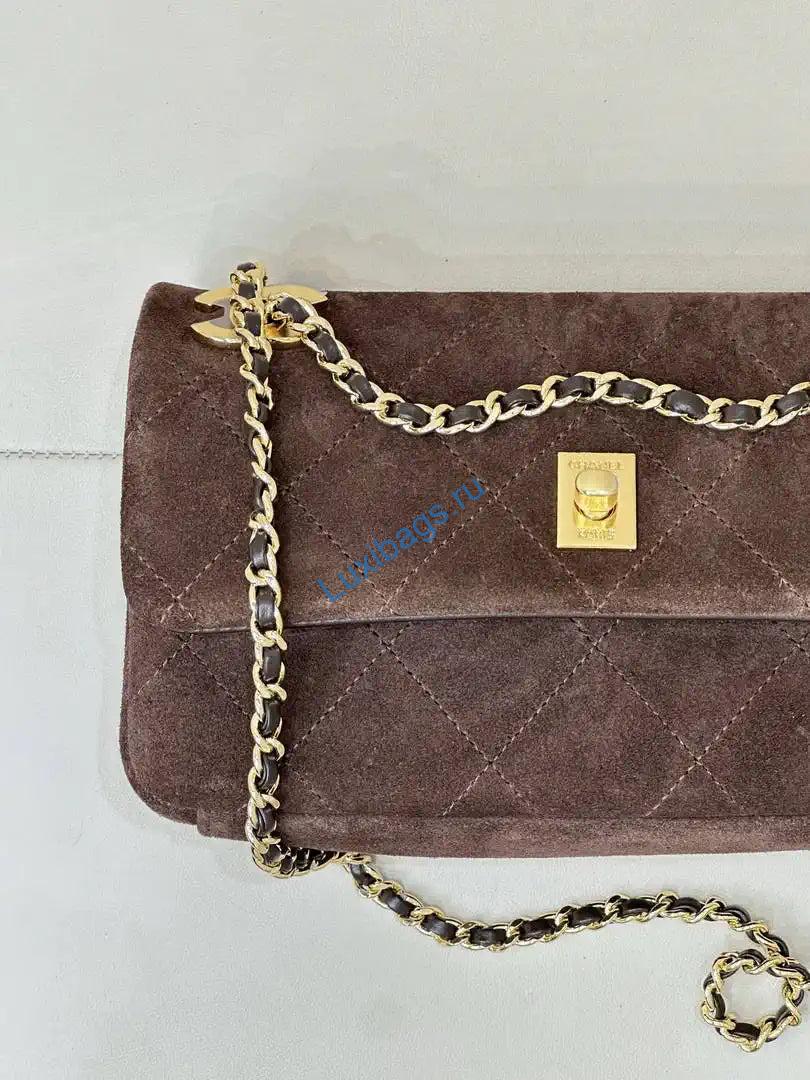 Chanel AS6449 Mini Flap Bag Suede Calfskin Dark Brown | as6449 mini flap bag suede calfskin dark brown 04