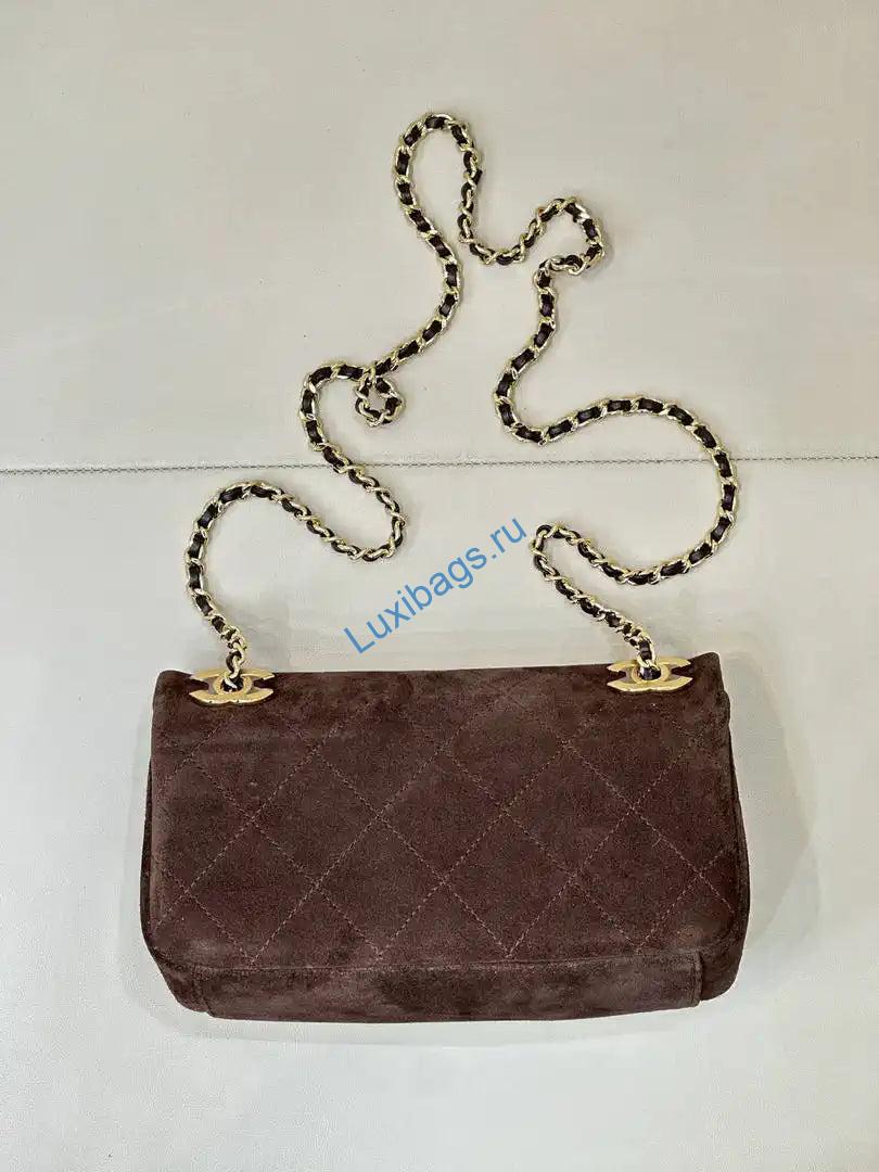 Chanel AS6449 Mini Flap Bag Suede Calfskin Dark Brown | as6449 mini flap bag suede calfskin dark brown 07