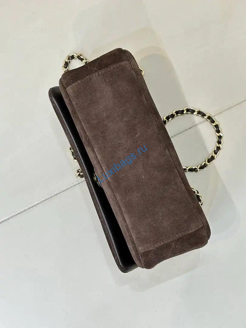Chanel AS6449 Mini Flap Bag Suede Calfskin Dark Brown | as6449 mini flap bag suede calfskin dark brown 09