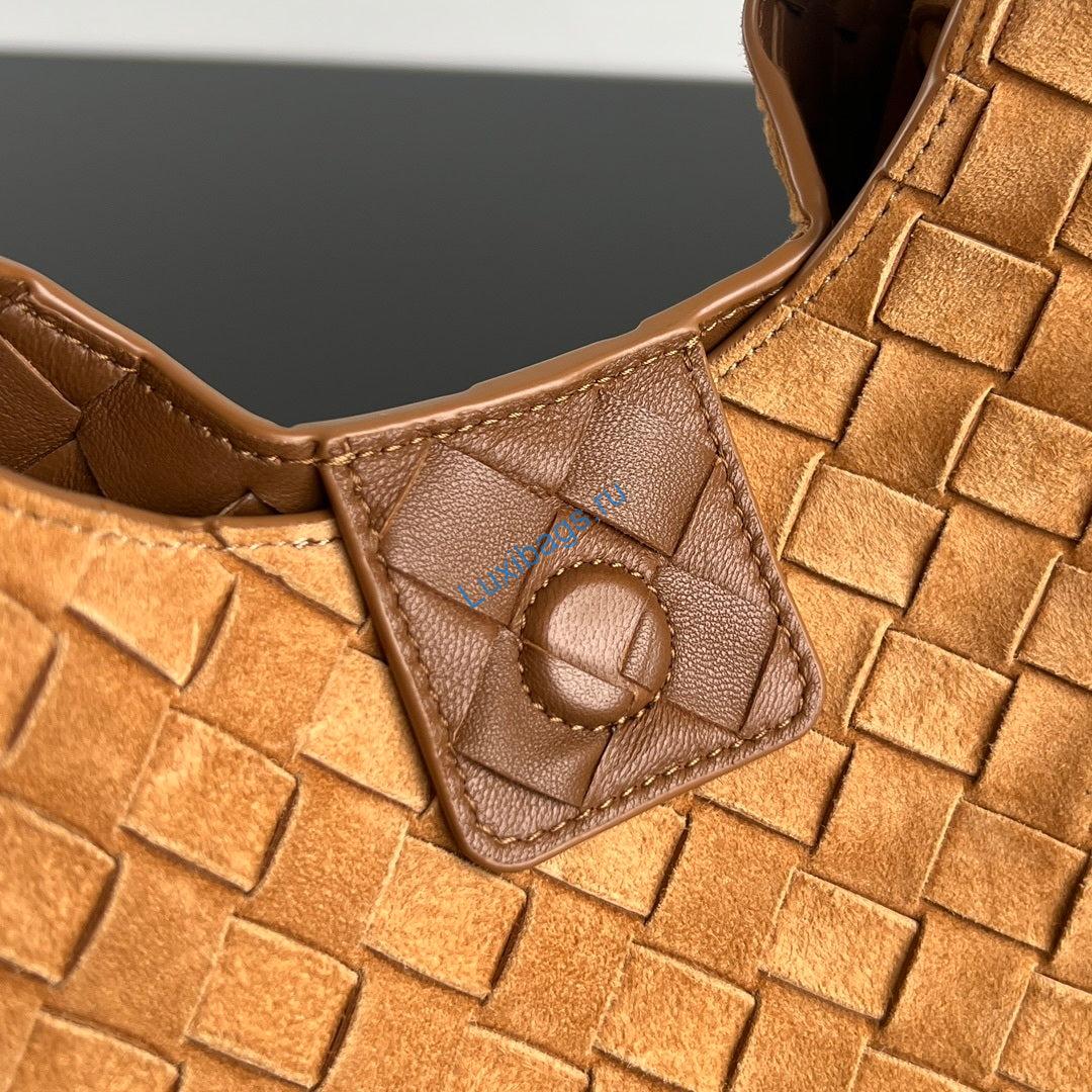 Bottega Veneta BV 844249V4SC01019 Medium Campana Suede Amber Brown | bottega veneta bv 844249v4sc01019 medium campana 152