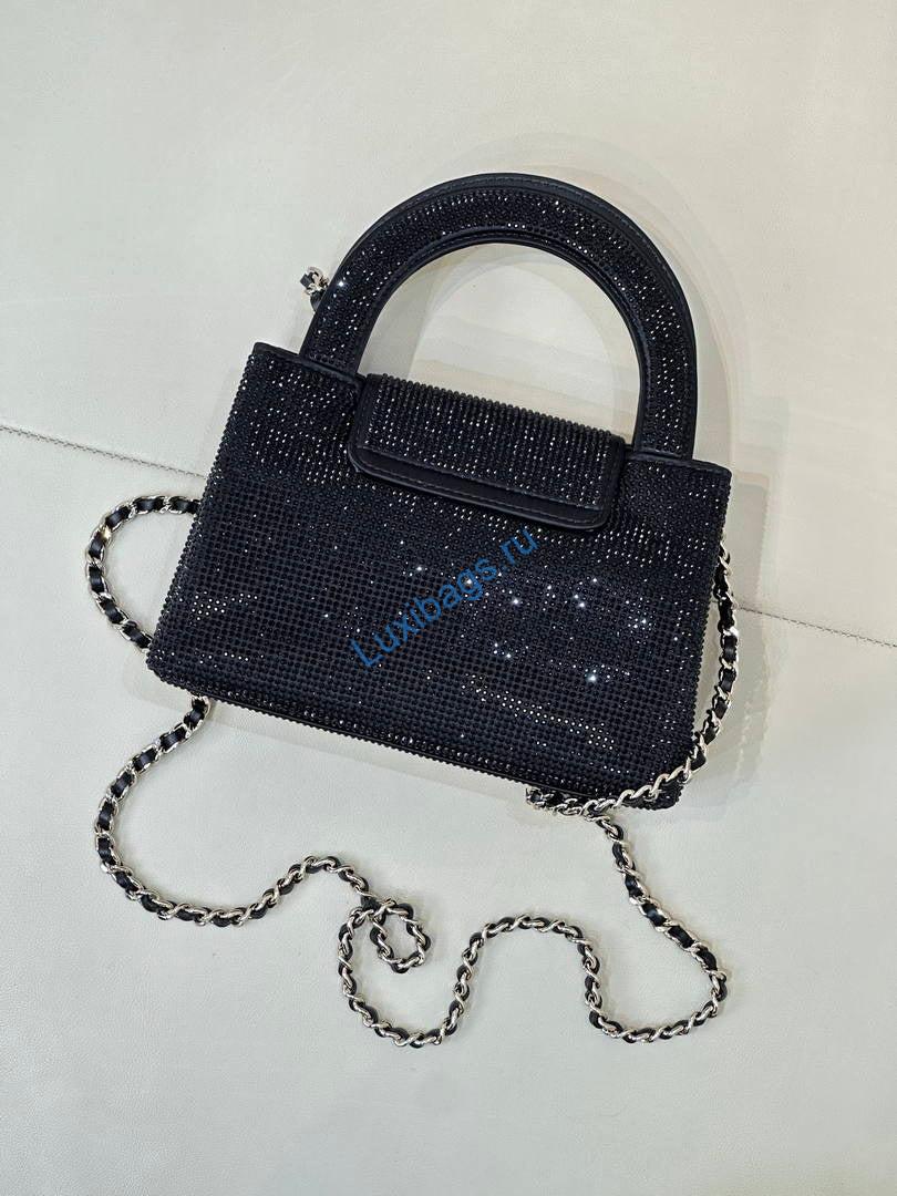 Chanel 26S AS4416 Mini Shopping Bag rhinestones Black | chanel 26s as4416 mini shopping bag rhinestones black 12