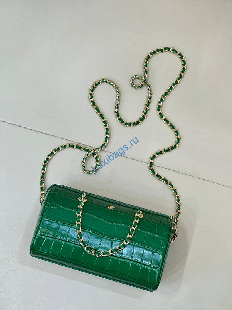 chanel ap5390 calfskin crocodile embossed mini bowling clutch with chain green 4 Chanel AP5390 Calfskin Crocodile Embossed Mini Bowling Clutch With Chain Green | chanel ap5390 calfskin crocodile embossed mini bowling clutch 05
