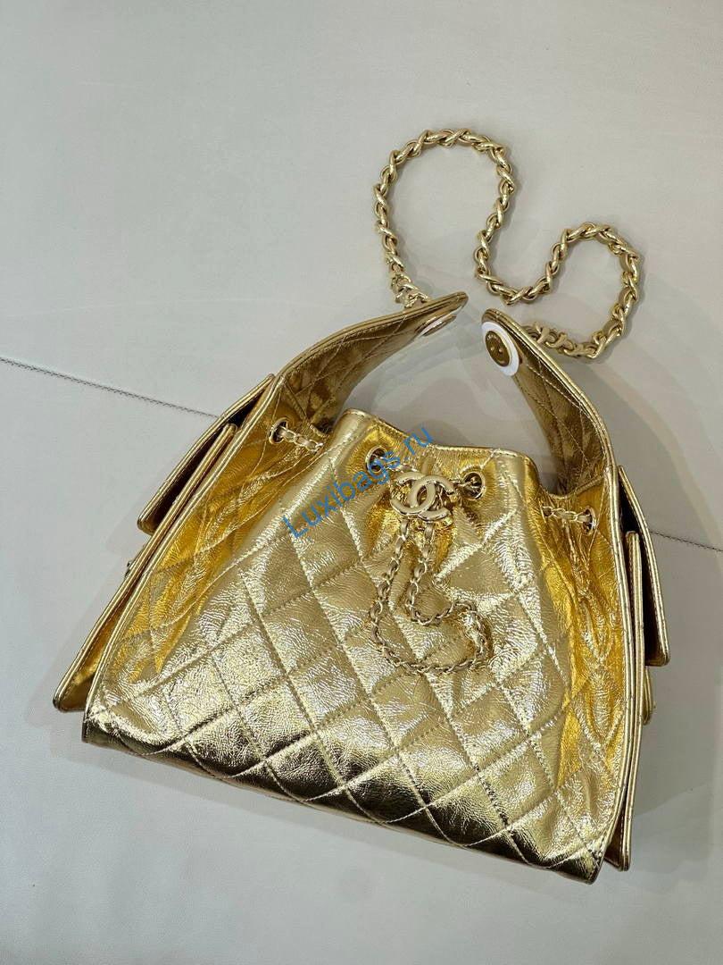 Chanel AS5293 Small Hobo Lambskin Gold | chanel as5293 small hobo lambskin gold 002