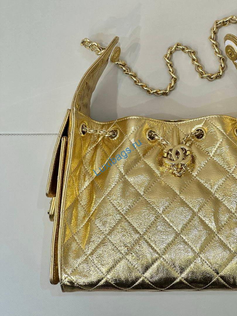 Chanel AS5293 Small Hobo Lambskin Gold | chanel as5293 small hobo lambskin gold 003