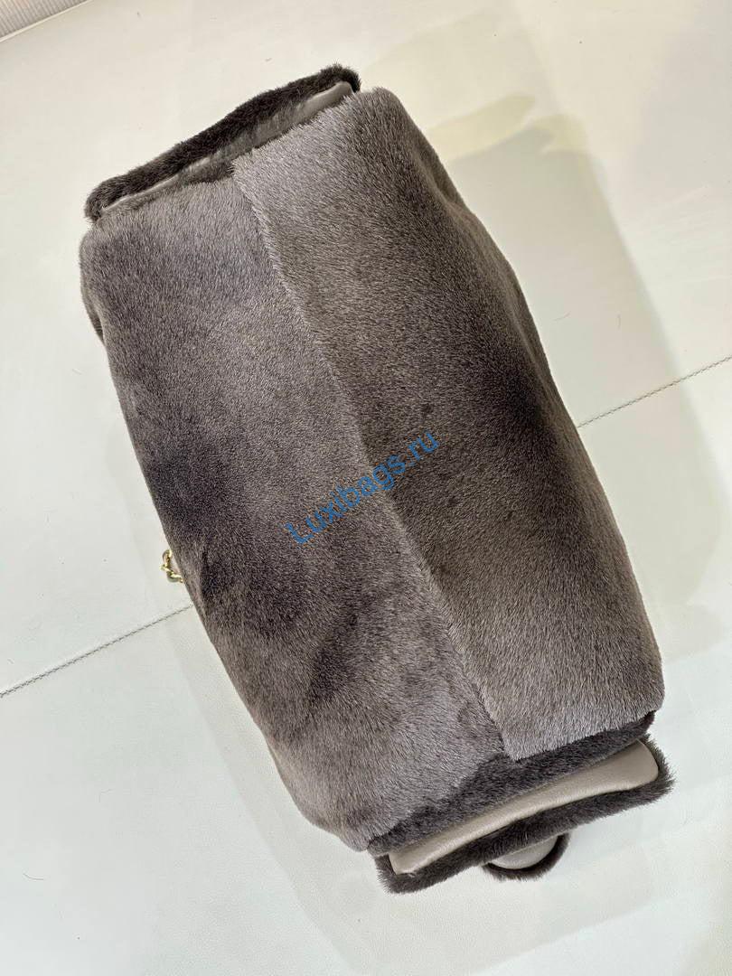 Chanel AS5293 Small Hobo fur & Shearling Dark Gray | chanel as5293 small hobo lambskin gold 197