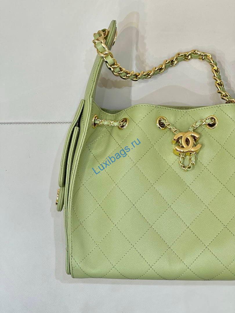 Chanel AS5293 Small Hobo Grained Calfskin lemon Green | chanel as5293 small hobo lambskin gold 332