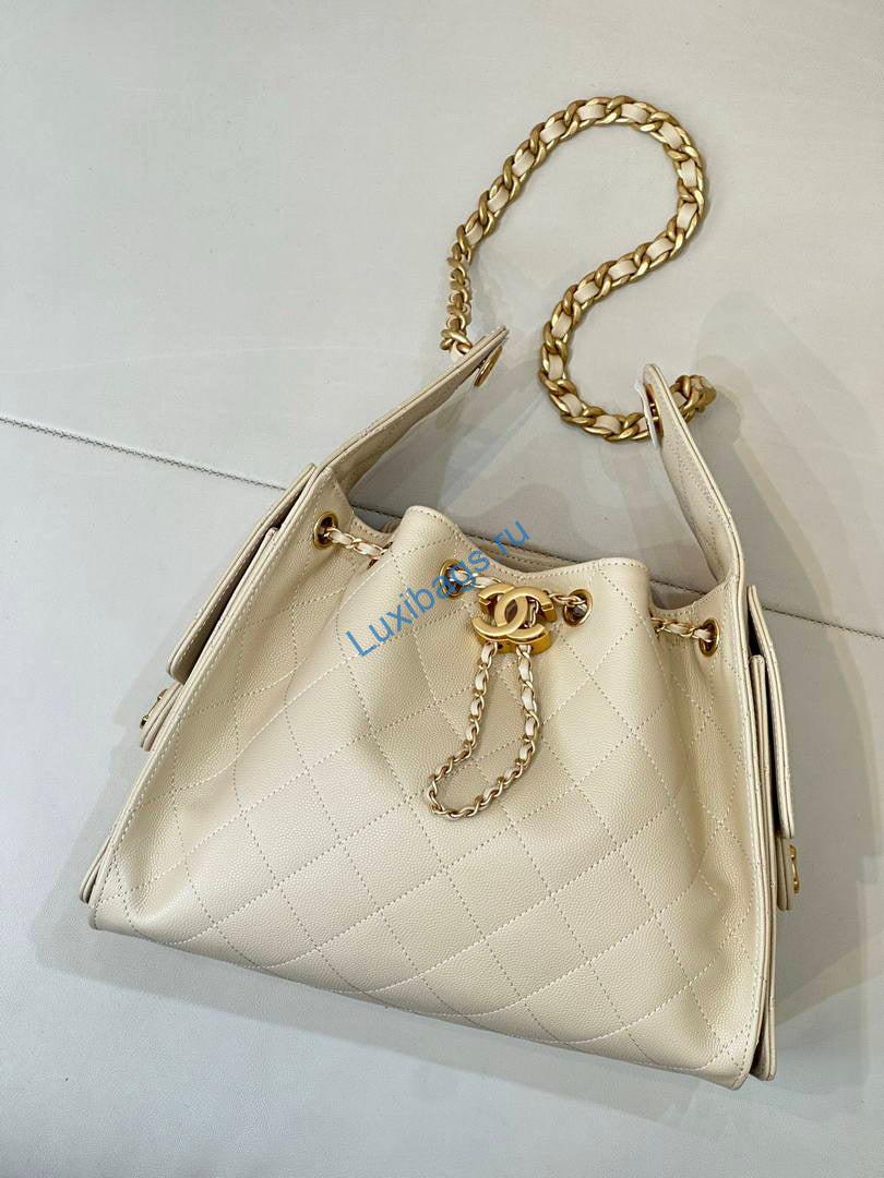 Chanel AS5293 Small Hobo Grained Calfskin Dark Beige | chanel as5293 small hobo lambskin gold 339