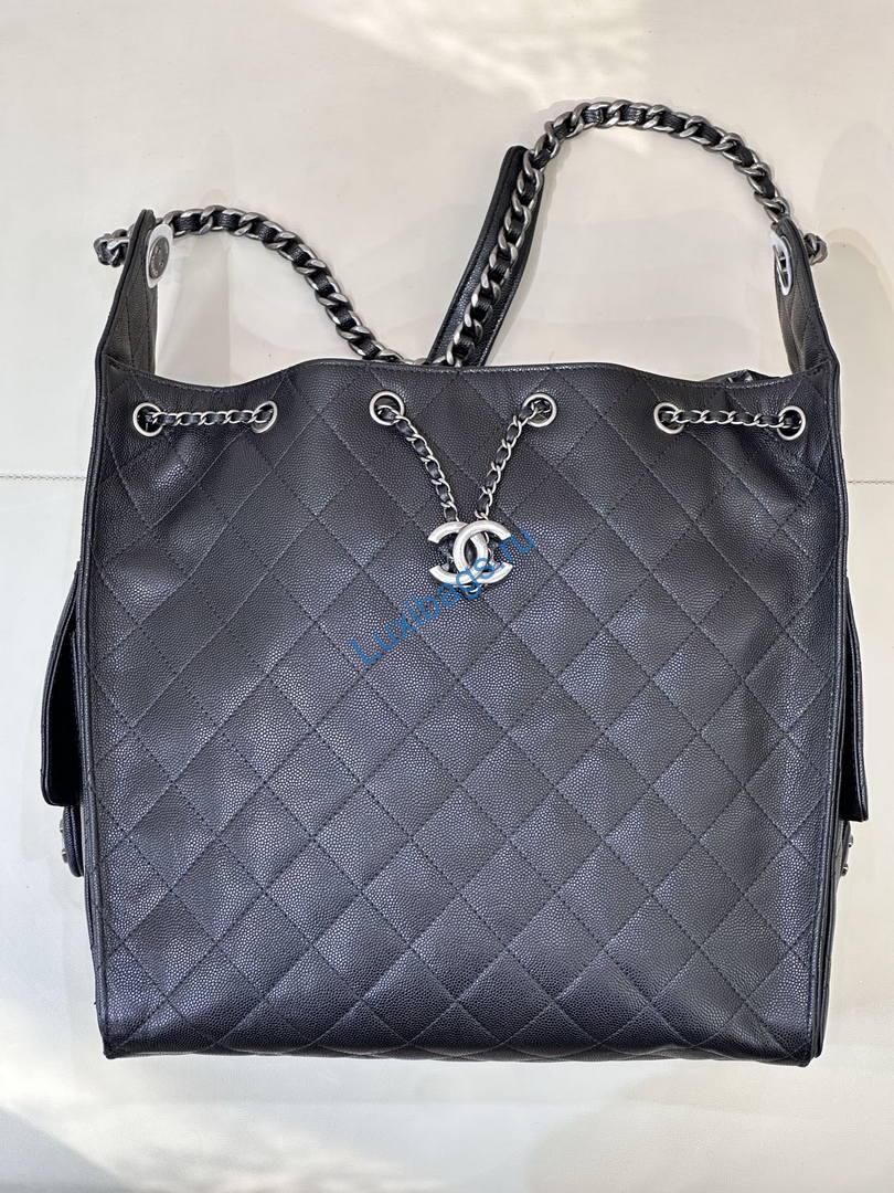 Chanel AS5311 Hobo Bag Black Calfskin & Silver Metal | chanel as5311 hobo bag calfbskin 10