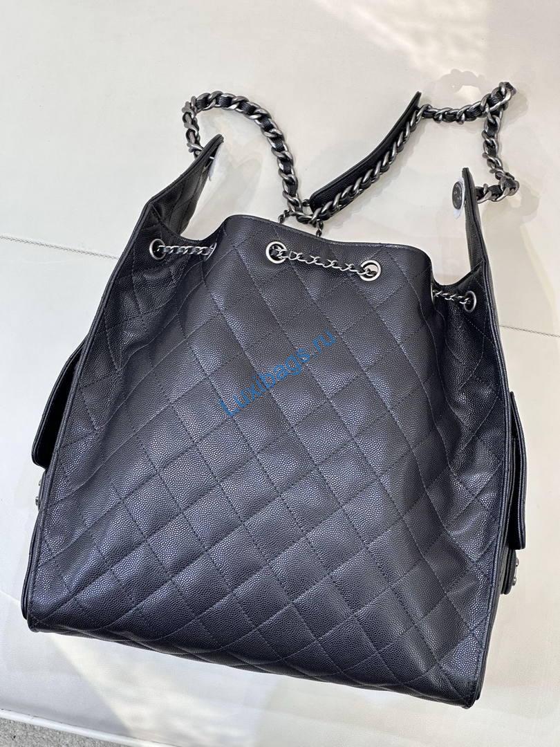 Chanel AS5311 Hobo Bag Black Calfskin & Silver Metal | chanel as5311 hobo bag calfbskin 14