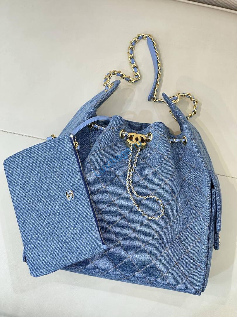 Chanel AS5311 Hobo Bag Canvas & Gold Metal Blue | chanel as5311 hobo bag canvas gold metal 14