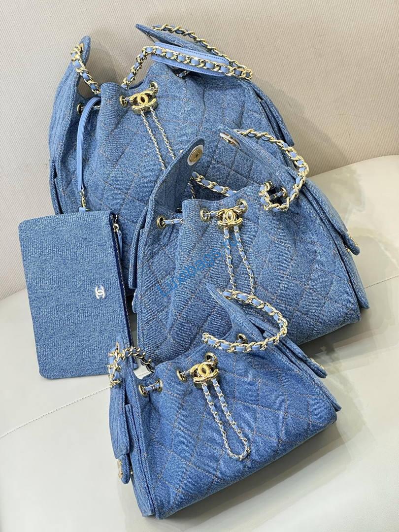 Chanel AS5311 Hobo Bag Canvas & Gold Metal Blue | chanel as5311 hobo bag canvas gold metal 23