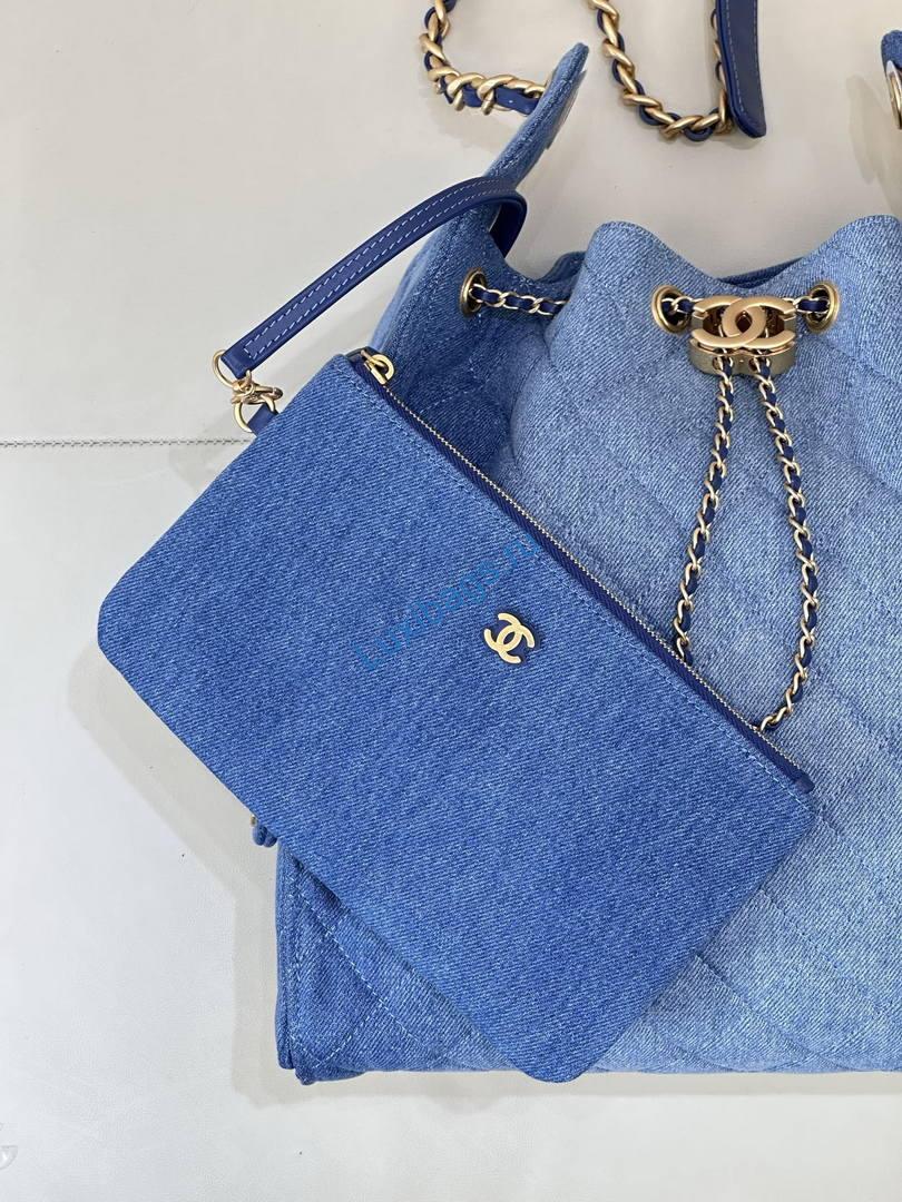 Chanel AS5311 Hobo Bag Canvas & Gold Metal Light denim blue | chanel as5311 hobo bag canvas gold metal 37