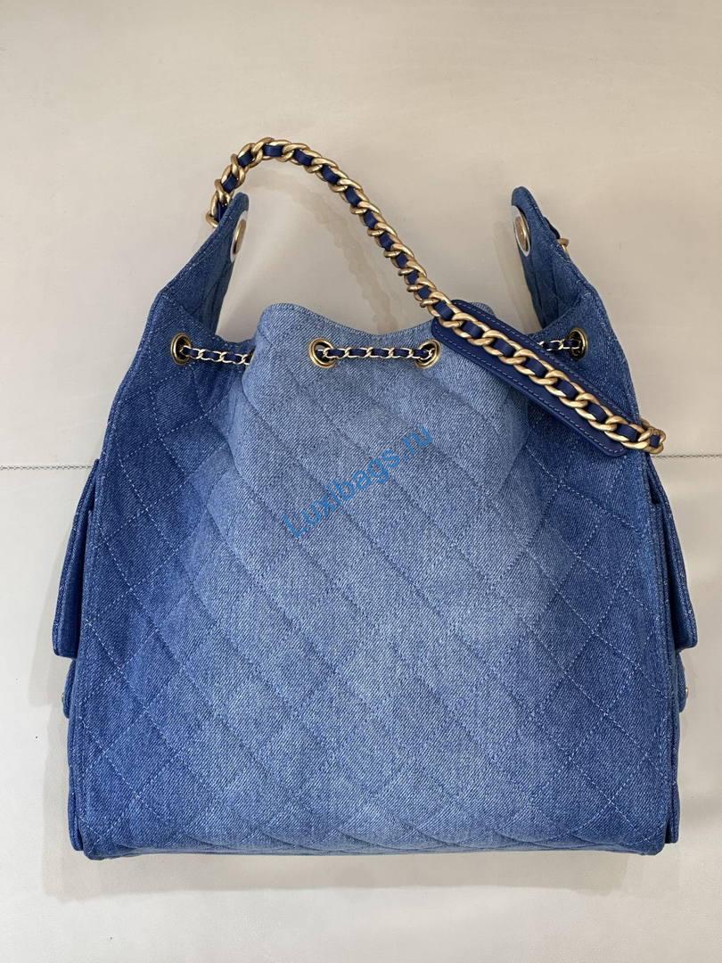 Chanel AS5311 Hobo Bag Canvas & Gold Metal Light denim blue | chanel as5311 hobo bag canvas gold metal 39