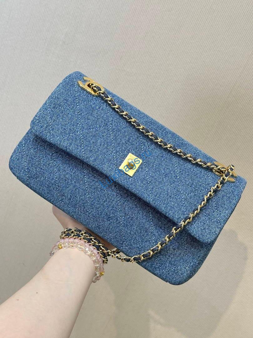 Chanel AS6417 Denim Blue Canvas & Gold Metal | chanel as6417 denim blue canvas gold metal 03
