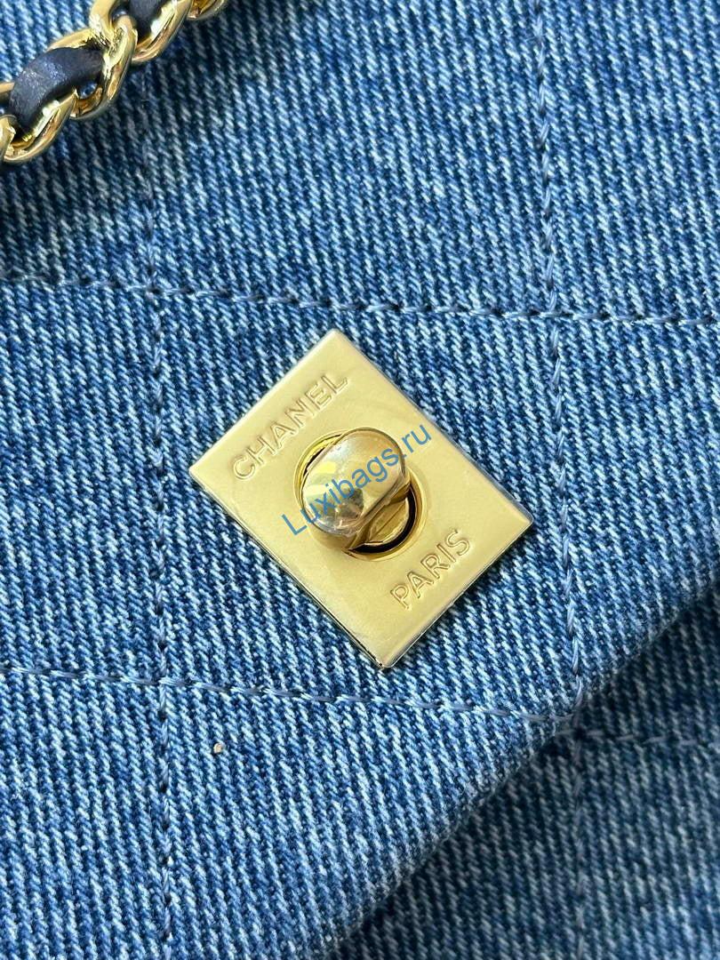 Chanel AS6417 Denim Blue Canvas & Gold Metal | chanel as6417 denim blue canvas gold metal 04