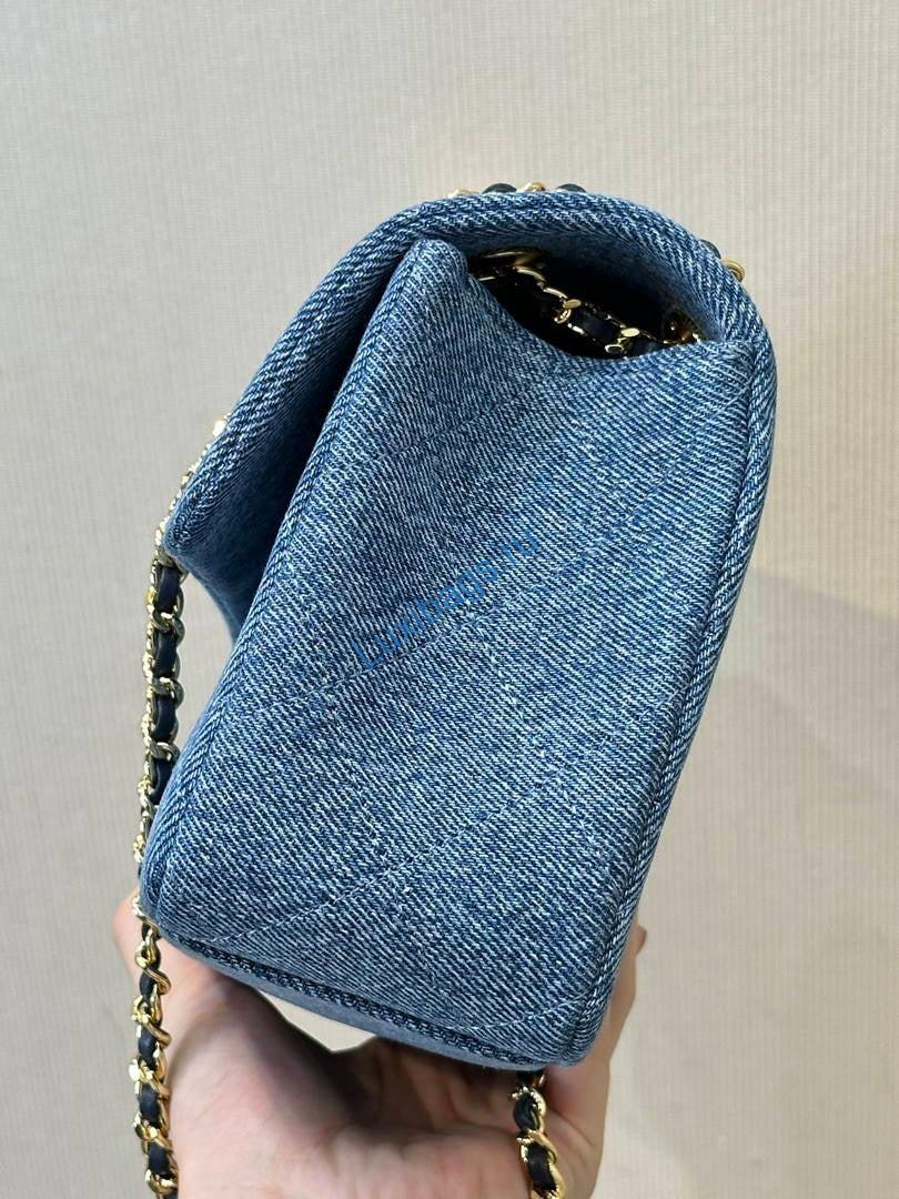 Chanel AS6417 Denim Blue Canvas & Gold Metal | chanel as6417 denim blue canvas gold metal 05