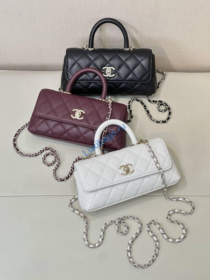 Chanel Coco Flap Bag with Top Handle AS5285 White | chanel coco flap bag with top handle as5285 19