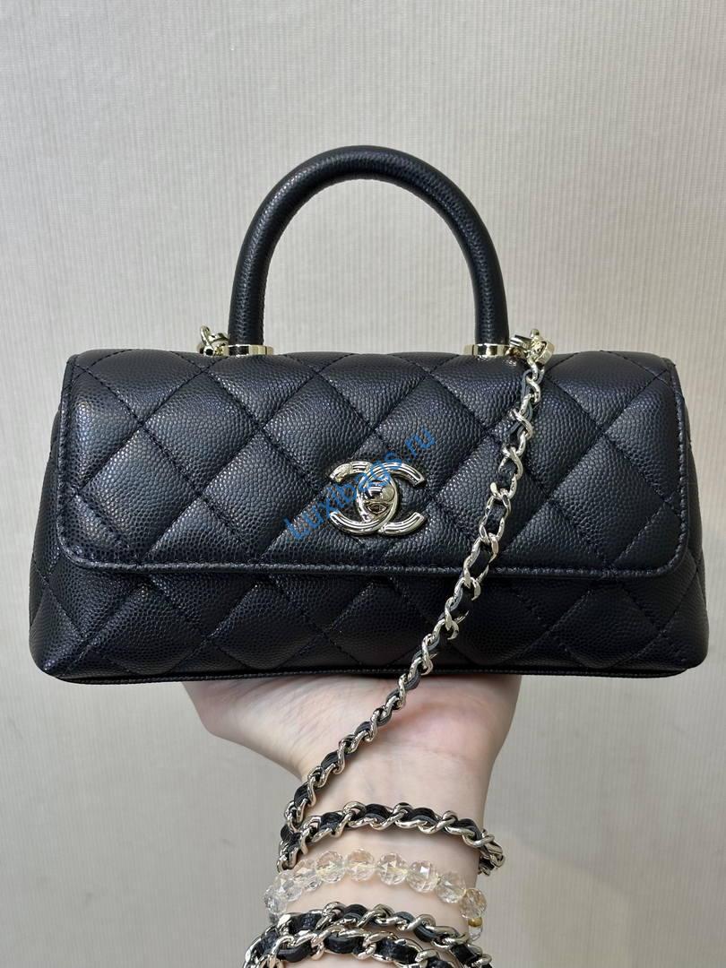Chanel Coco Flap Bag with Top Handle AS5285 Black | chanel coco flap bag with top handle as5285 23